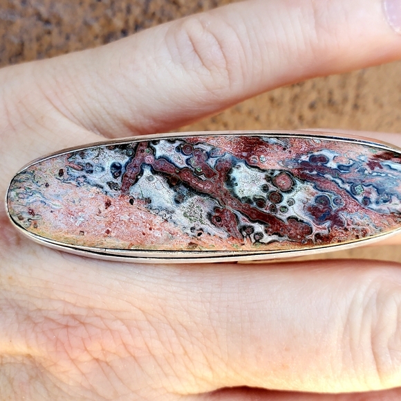 New Leopard Skin Jasper 925 Silver Statement Ring. - Picture 7 of 12
